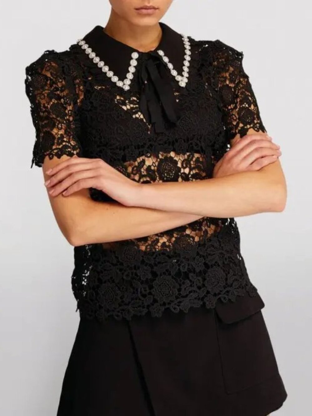 NWT Self-Portrait Guipure Lace Blouse S